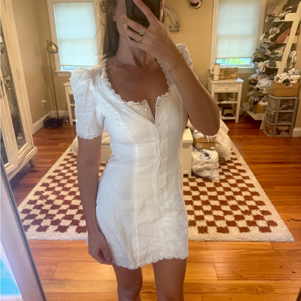 Reformation White Button-Down Mini Dress